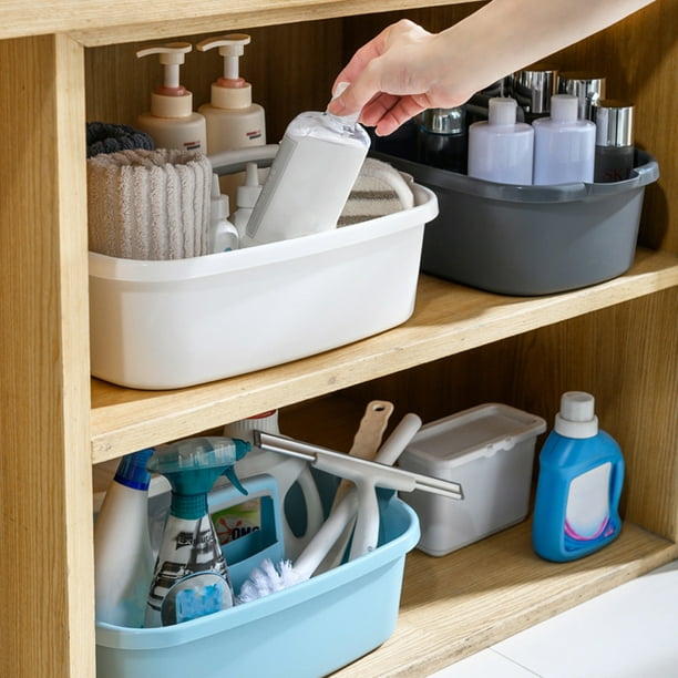 Cleanning Caddy - Cesta de almacenamiento de plástico para ducha, con asa  para jardín, suministros de limpieza, color gris