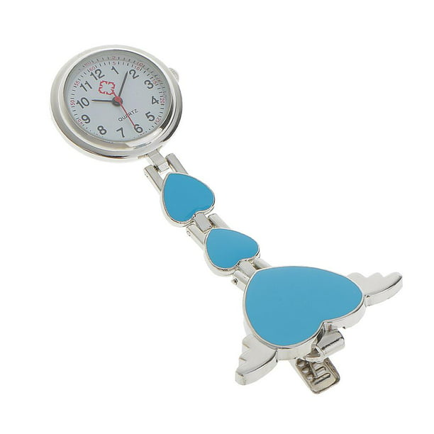 Reloj de Enfermera Médica Bolsillo de Túnica Clip Broche Corazón Azul Sunnimix Enfermera reloj | Walmart en línea