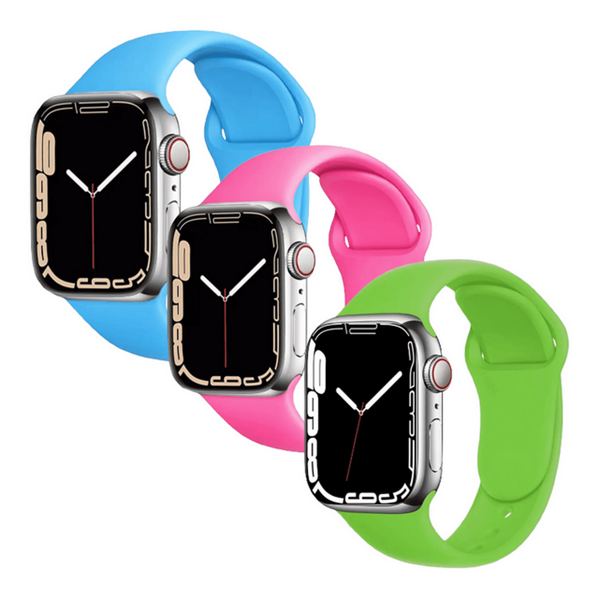 Kit de 3 correas para apple watch compatible con 45mm/44mm/42mm de silicón. longitud m/L mamá pulpo paquete silicón