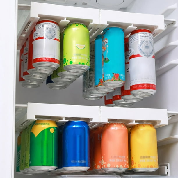Dispensador de latas de cerveza y refrescos, estante de almacenamiento  deslizante para refrigerador debajo del estante para refrescos, organizador  de bebidas, contenedor de almacenamiento de cocina - AliExpress