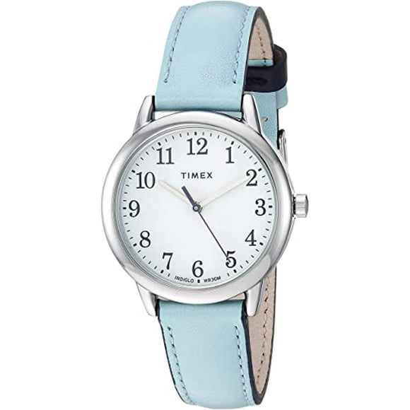 reloj easy reader timex tw2r62900 banda ajustable de cuero caja 30 mm resistente al agua azul para mujer timex tw2r62900