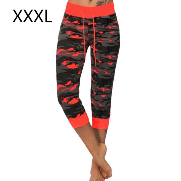 Mujeres Pantalones de yoga interior deportes al aire libre Pantalones  recortados Ejercicio de correr con cordón ajustable Cintura Leggings  Gimnasio Ropa roja XXXL Vogacara OD003018-12