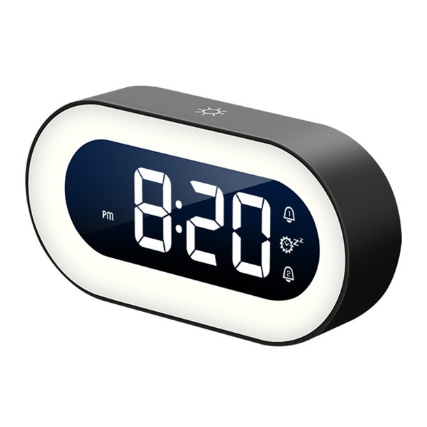 Reloj despertador digital inteligente junto a la cama, reloj de