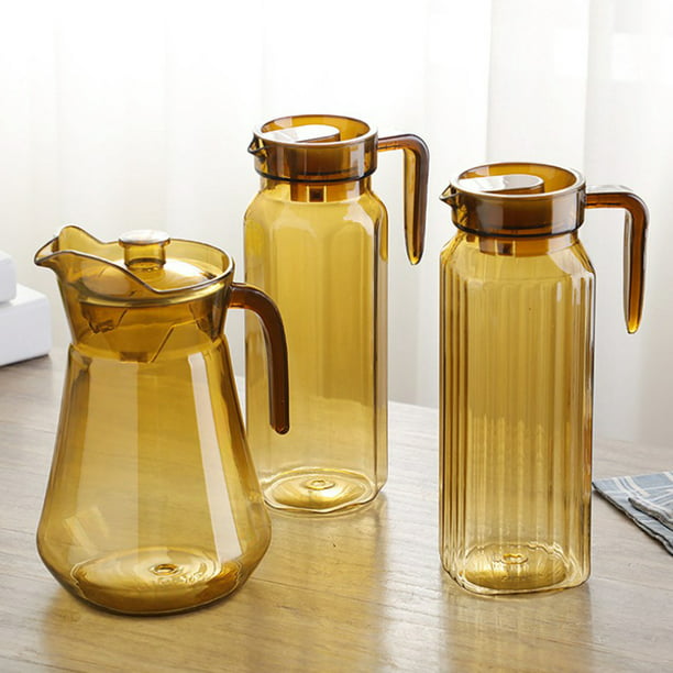 2 jarras de vidrio con tapas, recipientes de jugo de 1 litro con tapas para  nevera, jarra de bebidas transparentes para agua, jugo, leche, limonada