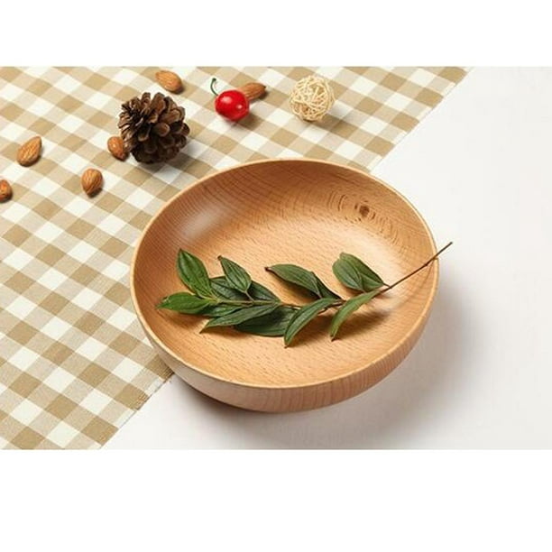  Tazón de madera de estilo japonés, cuenco de sopa de arroz de  madera para ensalada, recipiente grande y pequeño para niños, vajilla de  madera (diámetro de 5.1 in) : Hogar y
