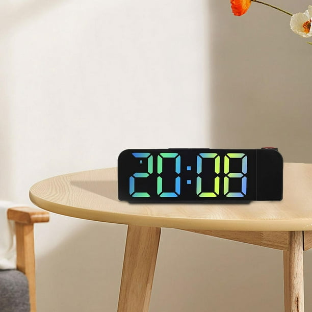 Reloj de mesa digital Silencioso Multifuncional 3 niveles Atenuador de  brillo Alarma dual Azul perfecl Despertador de proyección
