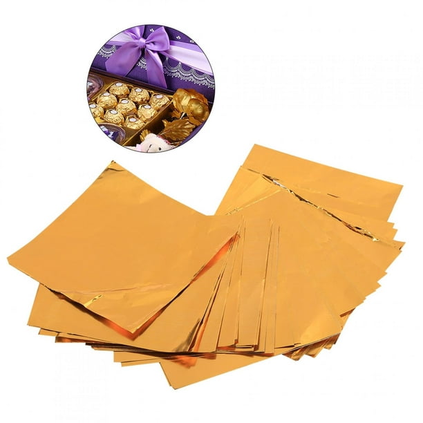 500 envolturas de caramelo de papel de aluminio dorado brillante, papel de  regalo de chocolate, papel de regalo cuadrado para decoración de embalaje