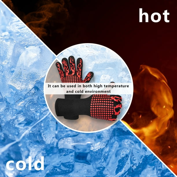  Manoplas de horno de silicona, guantes largos para horno  resistentes al calor (500 °F), guantes de horno y soportes para ollas,  guantes de horno de silicona con 2 mini manoplas, 2