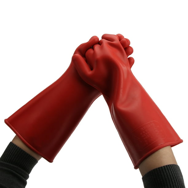  2 guantes aislantes para trabajo eléctrico de alto voltaje,  guantes protectores cómodos para trabajar al aire libre e interior, ropa  aislante de goma roja para electricistas : Herramientas y Mejoras del