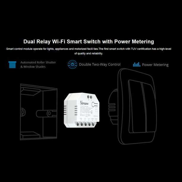 Interruptor de Cortina Wi-Fi de Doble Relé Dualr3 Para Luces/Cortinas/ Persianas/Enrollables SONOFF DUALR3