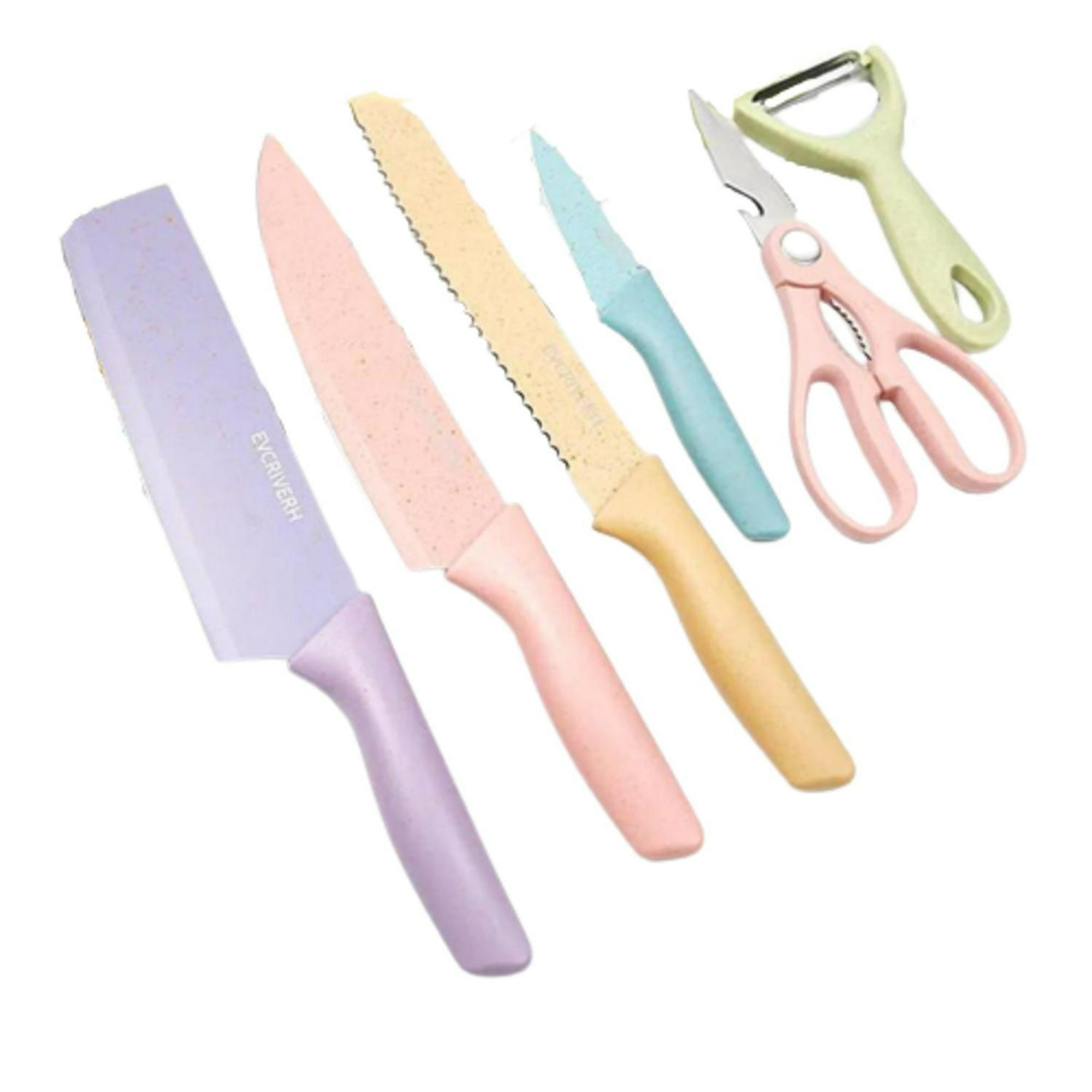 set cuchillos colores pastel