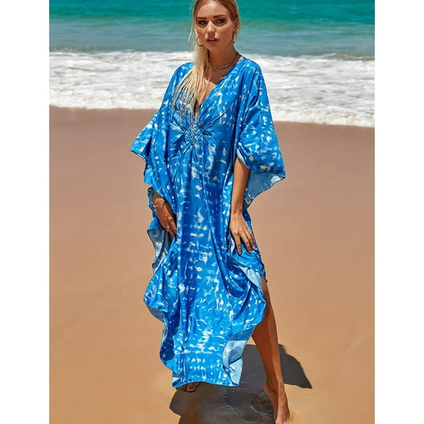 Caftán de seda para mujer Kaftan de seda Vestido de playa de seda
