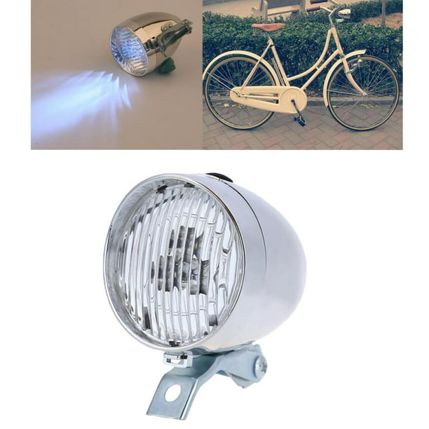 BlueSunshine Lámpara de luz delantera de bicicleta retro vintage con 3  luces LED con soporte