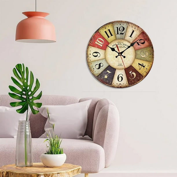 Reloj de pared de 12 pulgadas, reloj de pared de salón, reloj de pared  antiguo, reloj de pared de madera simple MFZFUKR BST3004281-2