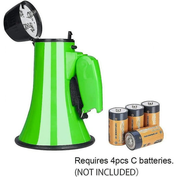 Megáfono portátil Megáfono Altavoz megáfono de 25 vatios de potencia Modos  de voz y sirena/alarma (verde)