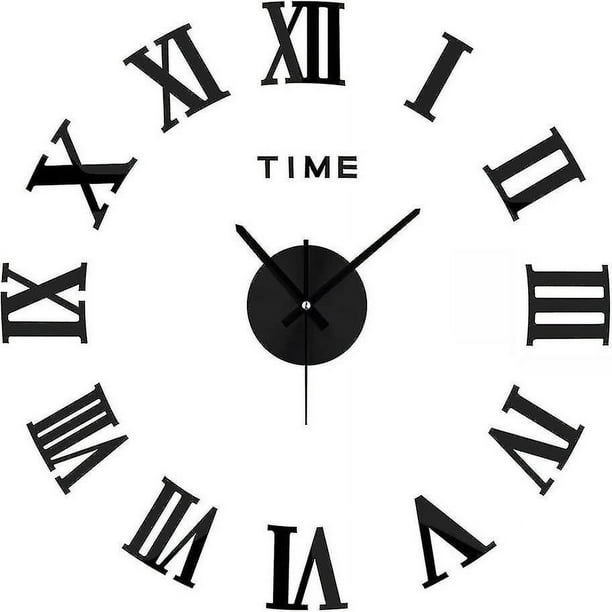 Reloj de Pared, Reloj de Pared Moderno y silencioso para la Sala de Estar y  el Dormitorio,Espejo, DIY Reloj 3D Pared Grande,Reloj de Pared fácil de  Montar （Negro） : .com.mx: Hogar y