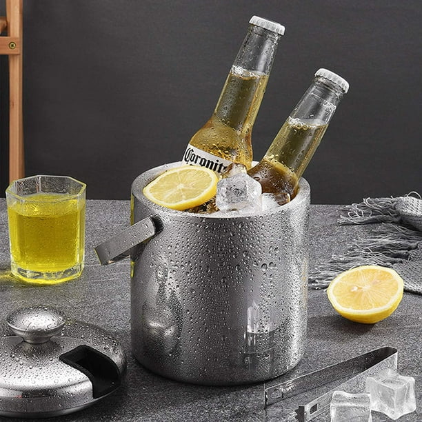 Cubos de hielo de acero inoxidable con pinzas para hielo, cubitos de hielo  reutilizables de acero inoxidable, enfriador duradero de cerveza y bebidas