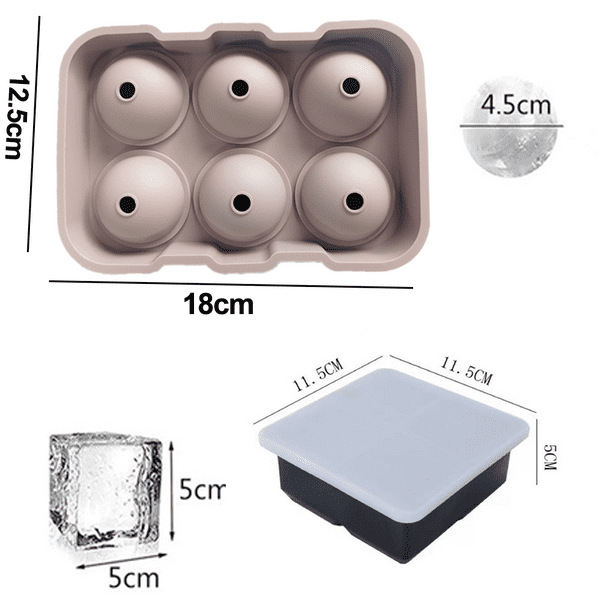 OGGI Bandeja para cubitos de hielo, moldes para bolas de hielo, gran  máquina de esferas de hielo, bandejas flexibles de silicona de 6 cavidades  para