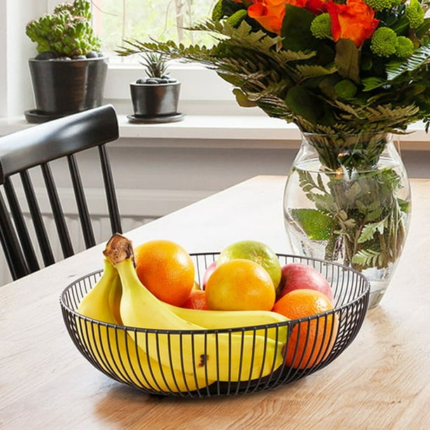 ERYTLLY Cesta colgante de metal para almacenamiento de frutas y verduras  montada en la pared, para cocina, cestas de alambre negro para flores,  frutas