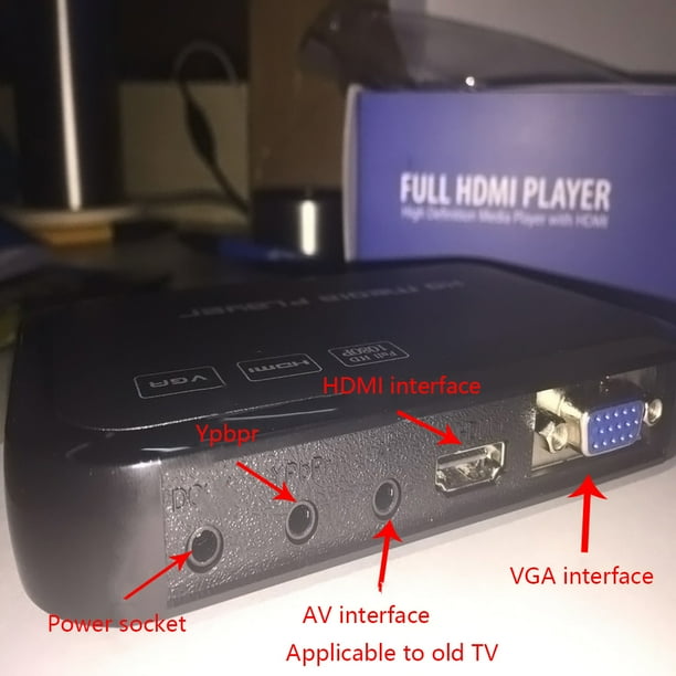 Reproductor multimedia 1080P con salida HDMI, PrPbY, AV