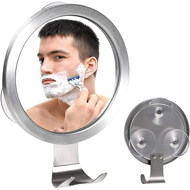 Espejo de ducha antivaho con 3 fuertes ventosas y ganchos para afeitar,  antivaho e irrompible, peque JAMW Sencillez