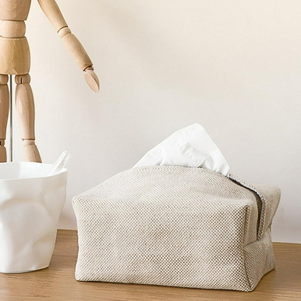 Caja de pañuelos de lino y algodón, cajas de pañuelos para el hogar, hotel,  bolsa de pañuelos de almacenamiento, caja de pañuelos de papel, funda para