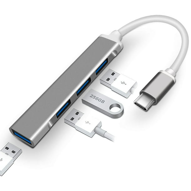 Concentrador USB, 4 puertos Usb Hub 3.0 Ultra-delgado Divisor USB Multi  Adaptador de Puerto USB, Adaptador de puerto múltiple Hub USB Adecuado para  Laptop, PC, Macbook