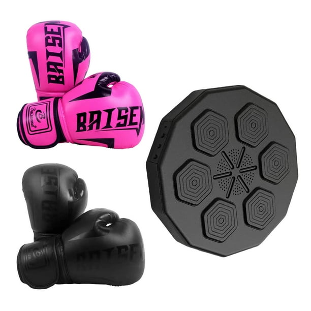 Máquina de boxeo musical, objetivo de pared, práctica de boxeo montada en  la pared con guantes de boxeo negro y rosa DYNWAVEMX Máquina de boxeo de  música