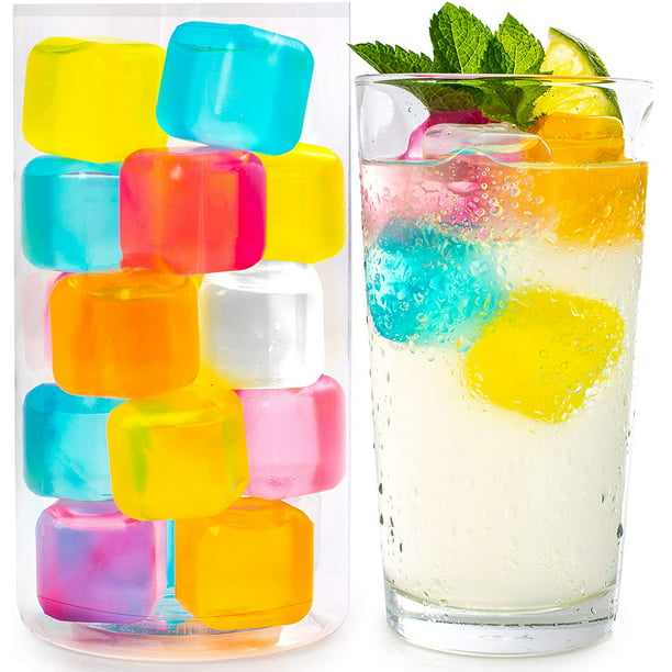 Paquete de 12 cubitos de hielo reutilizables que cambian de color para  bebidas, botella de agua de congelación rápida, reutilizable, sin BPA,  cubos de