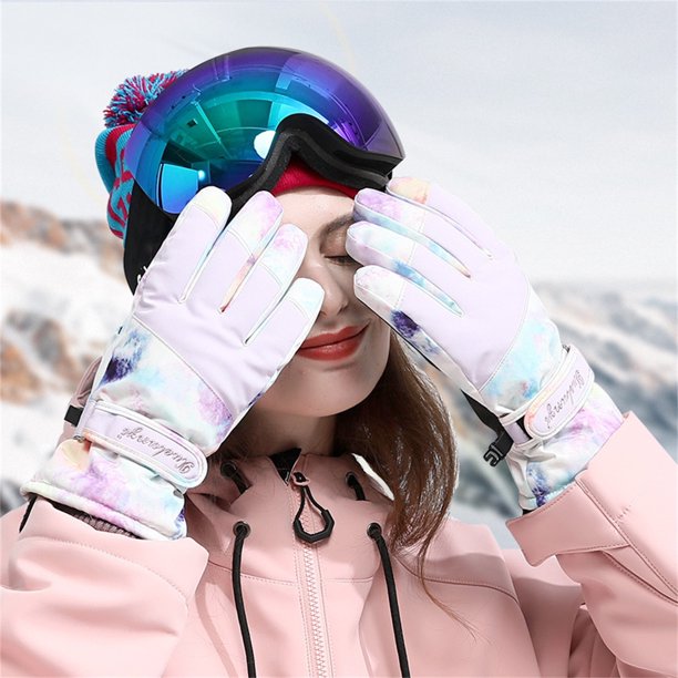 Guantes de esquí cálidos de invierno, guantes de snowboard de nieve para  hombres y mujeres, pantalla táctil impermeable y resistente al viento con