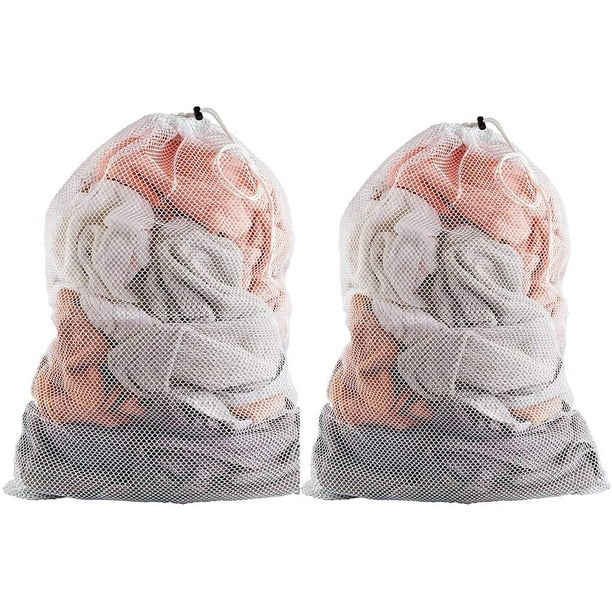 2 paquetes de bolsas de lavandería de malla grande de 36 x 24 con cordón,  bolsas de lavandería grandes para prendas delicadas, bolsa de lavado de red  resistente para lavadora JM