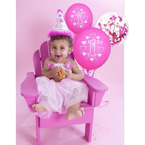 6 Globos Confeti 1 Año Princesa para el cumpleaños de tu hijo - Annikids