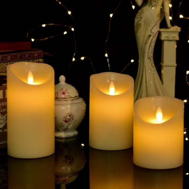 Juego de escenas de velas naturales, 3 vasos de velas decorativas Vela  electrónica LED Portavelas de cristal decorativo Adorno Portavelas creativo  americano JAMW Sencillez