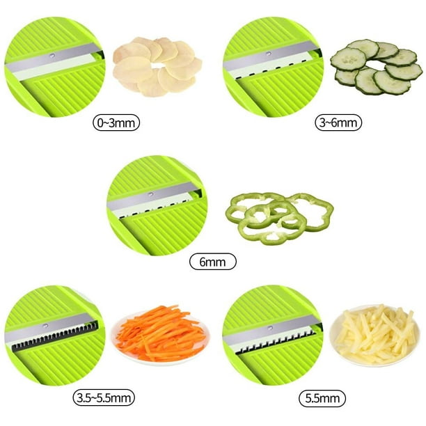 GProMe Cortador de mandolina – Mandolina vegetal de grosor ajustable,  cortador de patatas frutales, cortador de papas fritas, gofres de  alimentos