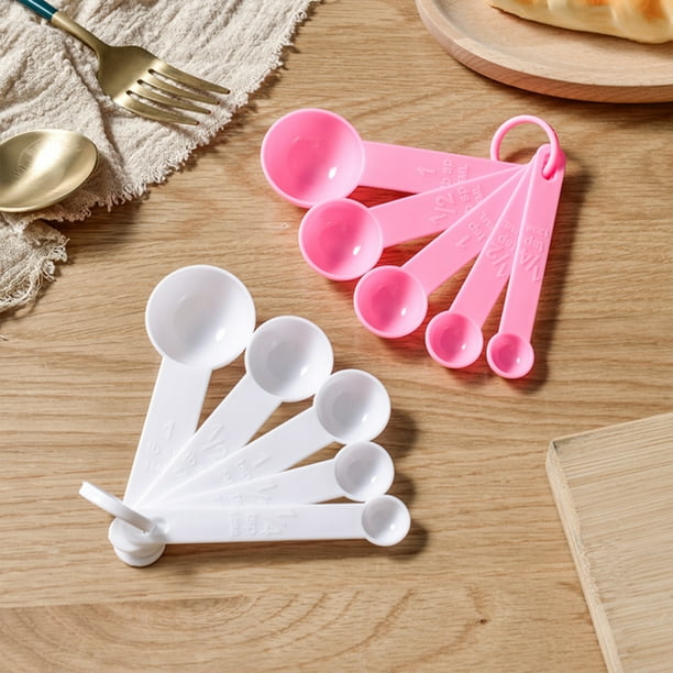 Ounissouiy Paquete de 5 cucharas medidoras, cucharas apilables de plástico  para el hogar, comedor, cocina, cucharas medidoras de harina en polvo con