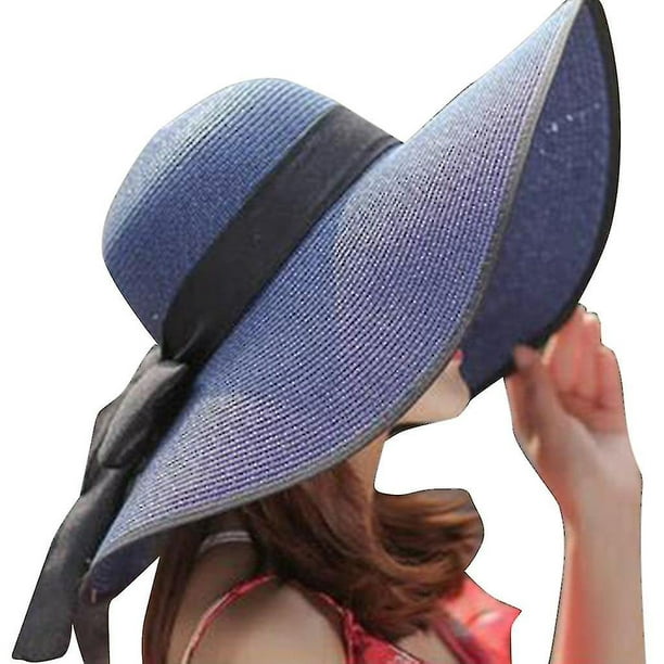 Sombrero de paja de ala grande para mujer, sombreros de ala ancha y  flexible para el sol, nueva gorra de playa plegable con lazo YONGSHENG  8390614755420