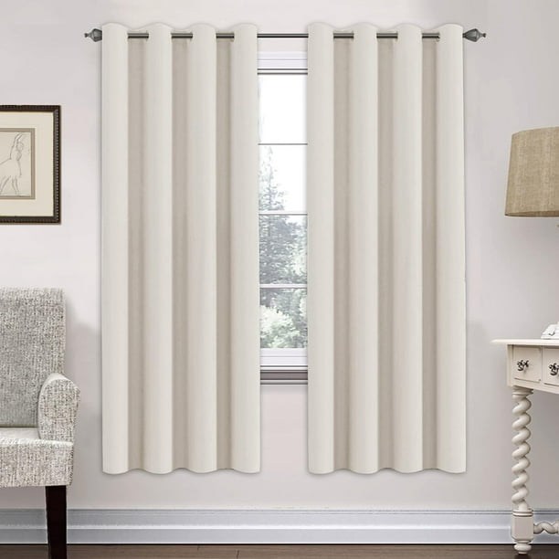 Cortinas blancas Paneles de tratamiento de ventana de 96 pulgadas de largo/Cortinas  para sala de estar Paneles de cortina con ojales de diseño moderno para  comedor, juego de 2Marfil52W x 72L