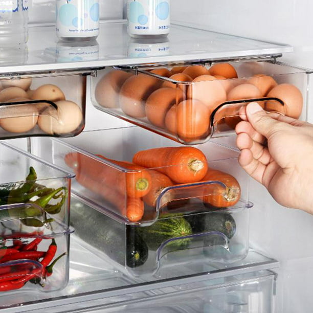 Organizador de cajones para nevera, refrigerador deslizante transparente de  plástico, cajón extraíble, caja de almacenamiento de alimentos debajo del