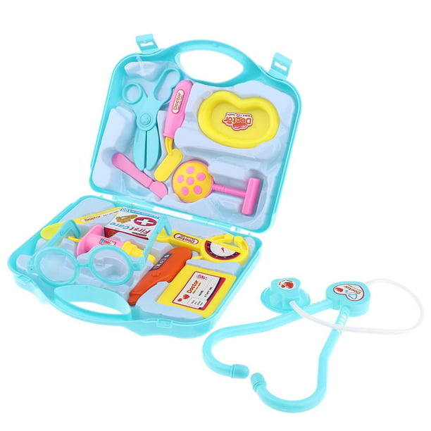  Shiker Juguete de simulación para niños, juguete de médico de  familia, mini medidor de presión arterial, juego de roles médicos,  estetoscopio, juguete educativo de aprendizaje para niños, color azul :  Juguetes