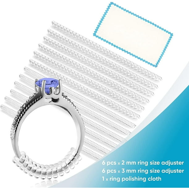 Ajustador de tamaño de anillo para anillos sueltos, paquete de 12, 2  tamaños, medidor de joyería, mandril para hacer protectores de joyería,  espaciador, medidor, ajustador, ajustador de silicona