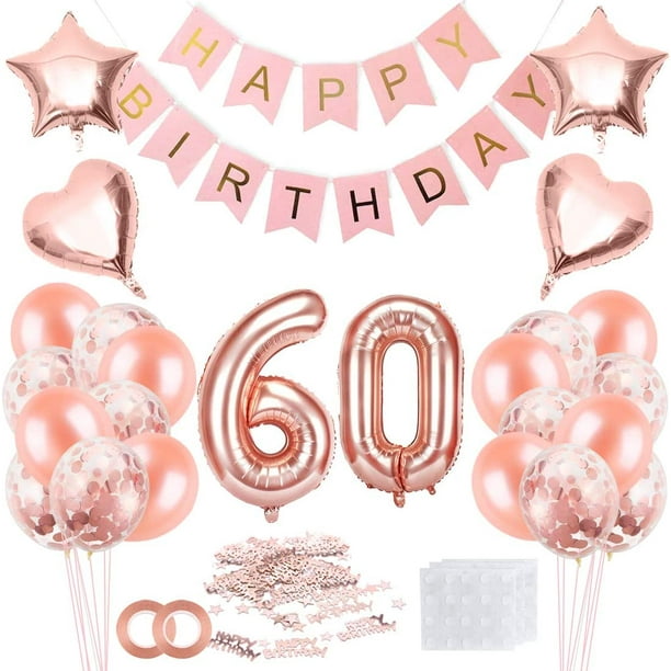 Globo 60 Cumpleaños Niña, Globo 60 Oro Rosa, Globos Cumpleaños 60