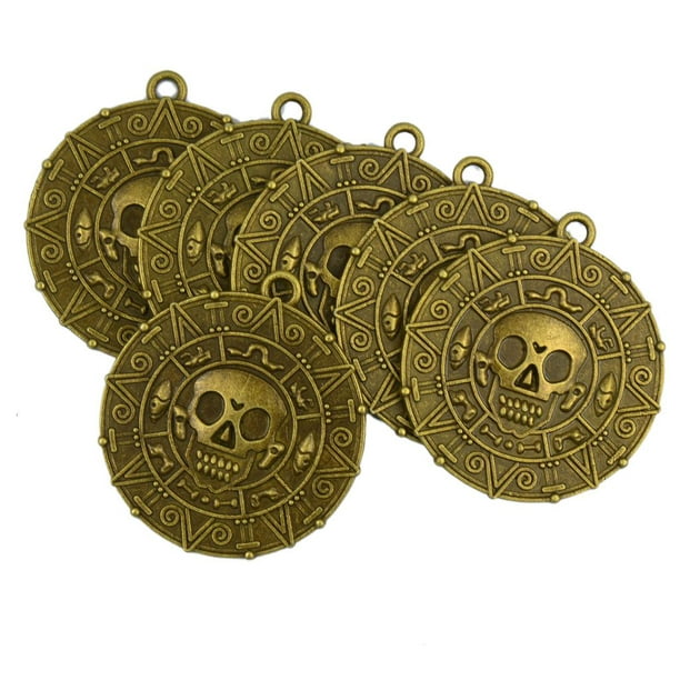 6 piezas Collar de cadena Moneda azteca Medallón Decoración de bricolaje Yuyangstore Colgante de calavera con medallón de moneda | Bodega Aurrera en línea
