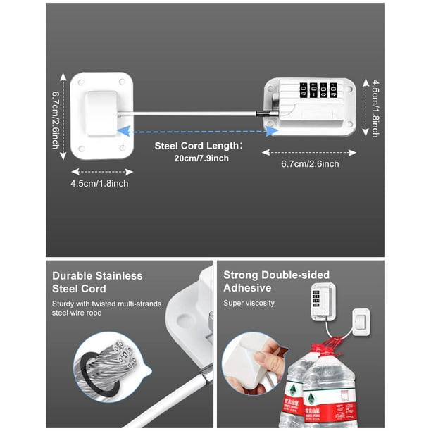 Cerradura de refrigerador con combinación para nevera, congelador,  cerradura de seguridad para niños, cerradura de puerta con adhesivo fuerte  (1