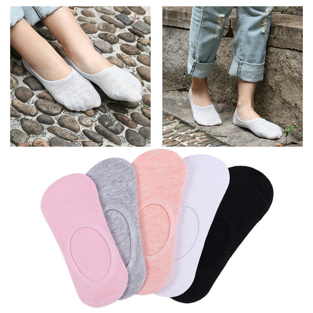 5 pares de calcetines invisibles invisibles de para mujer, calcetines Color  Colcomx Calcetines de barco de mujer