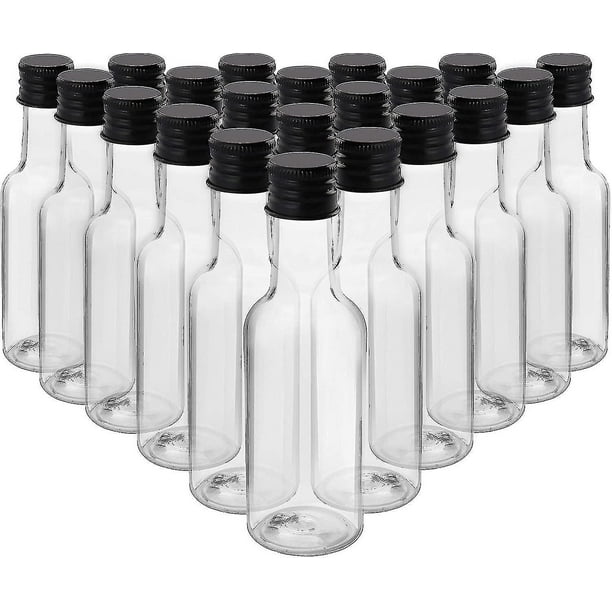  PELLAH GOODS Mini botellas de vidrio pequeñas de 1.7 onzas  líquidas con tapas doradas a prueba de fugas, tapas de aluminio, paquete de  24, para licor, vino, alcohol, jengibre, muestras de