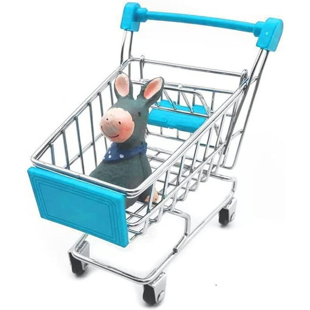 Mini carrito de supermercado azul exquisita amplia aplicación resistente  duradero mini carrito de compras para el hogar, cocina, oficina, carritos