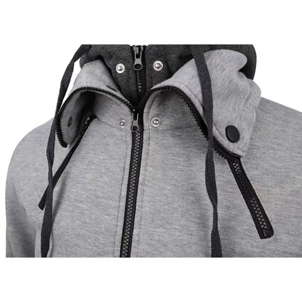 Gibobby Sudaderas de hombre Sudadera de forro polar con capucha y cremallera  completa para hombre(Gris,G)