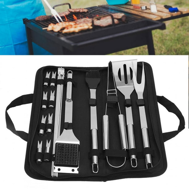  POLOGO - Juego de 28 accesorios para barbacoa con bolsa de  transporte para camping, cocina, parrilla con garras de barbacoa, inyector  de carne, termómetro, los mejores regalos de Navidad para cumpleaños