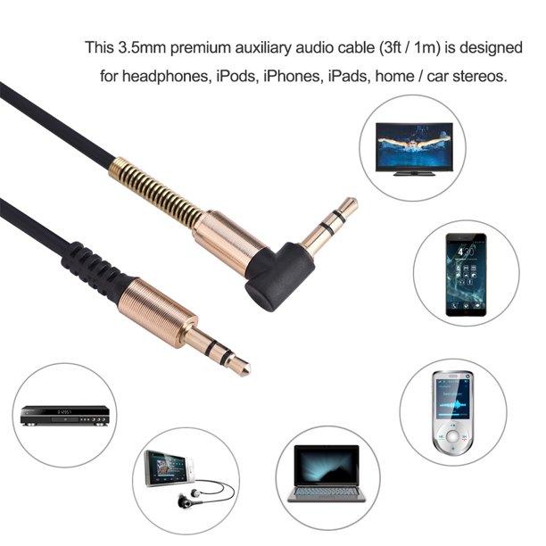 1m 3 Pies 3,5mm Macho A Macho Cable Auxiliar De Audio Para Coche Cable En  Forma De L Cable De Audio Para Coche En Ángulo Recto Para Iphone Mp3  Altavoz Auriculares De