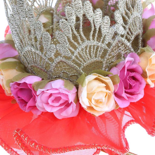 Diadema para bautizo con flores de encaje